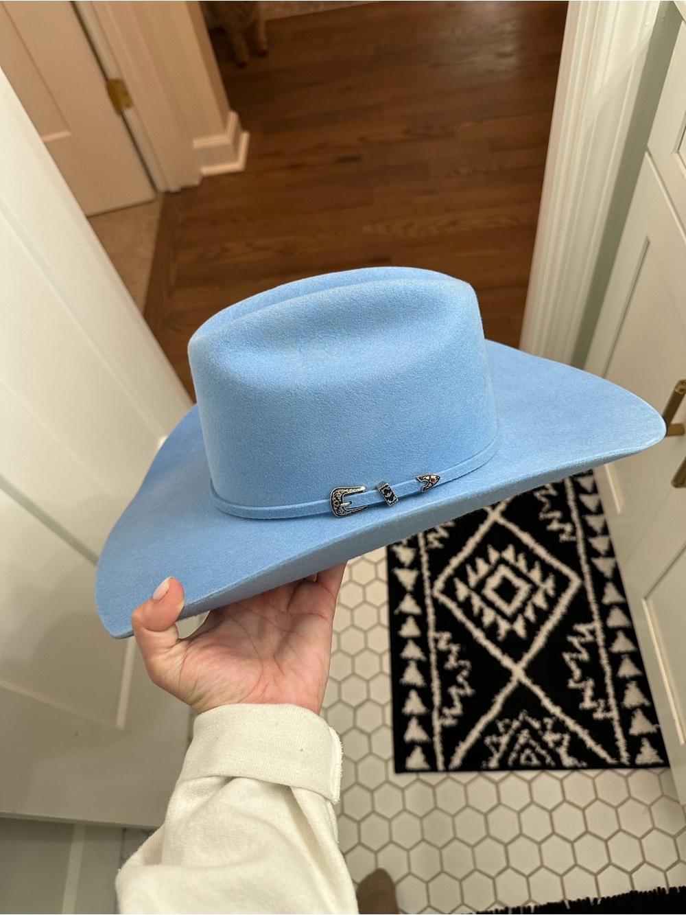 Classic Light Blue Felt Western Cowboy Hat - cowgirl Women